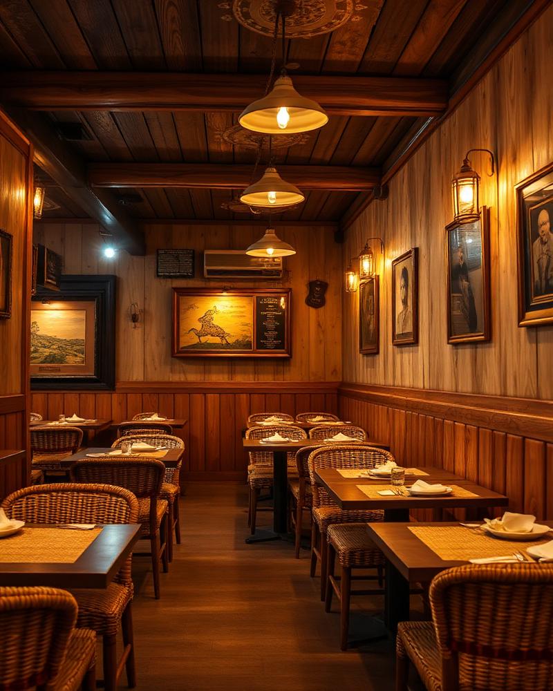 Warm interior of Yetenbi restaurant with wooden textures